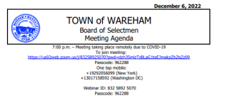 Board of Selectman Agenda - 12.6.22